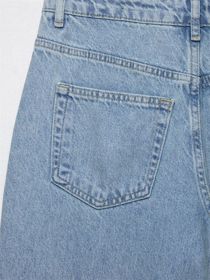 Women's High Waisted Wide Leg Jeans Crochet Panel