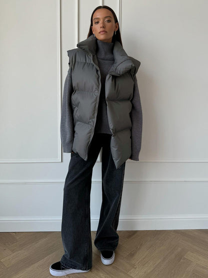 Women's Oversized Puffer Vest Quilted Layering Jacket