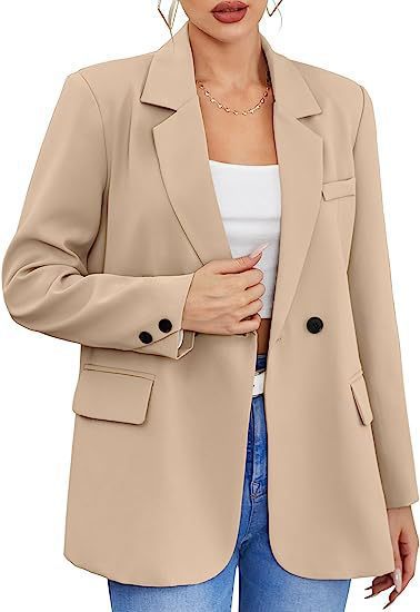 Women's Casual Blazer Long Sleeve Button Front Jacket