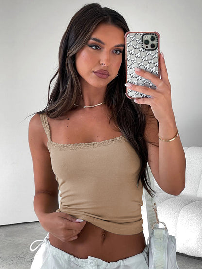 Sexy Slim Suspender Vest Spice Girl Solid Color Top