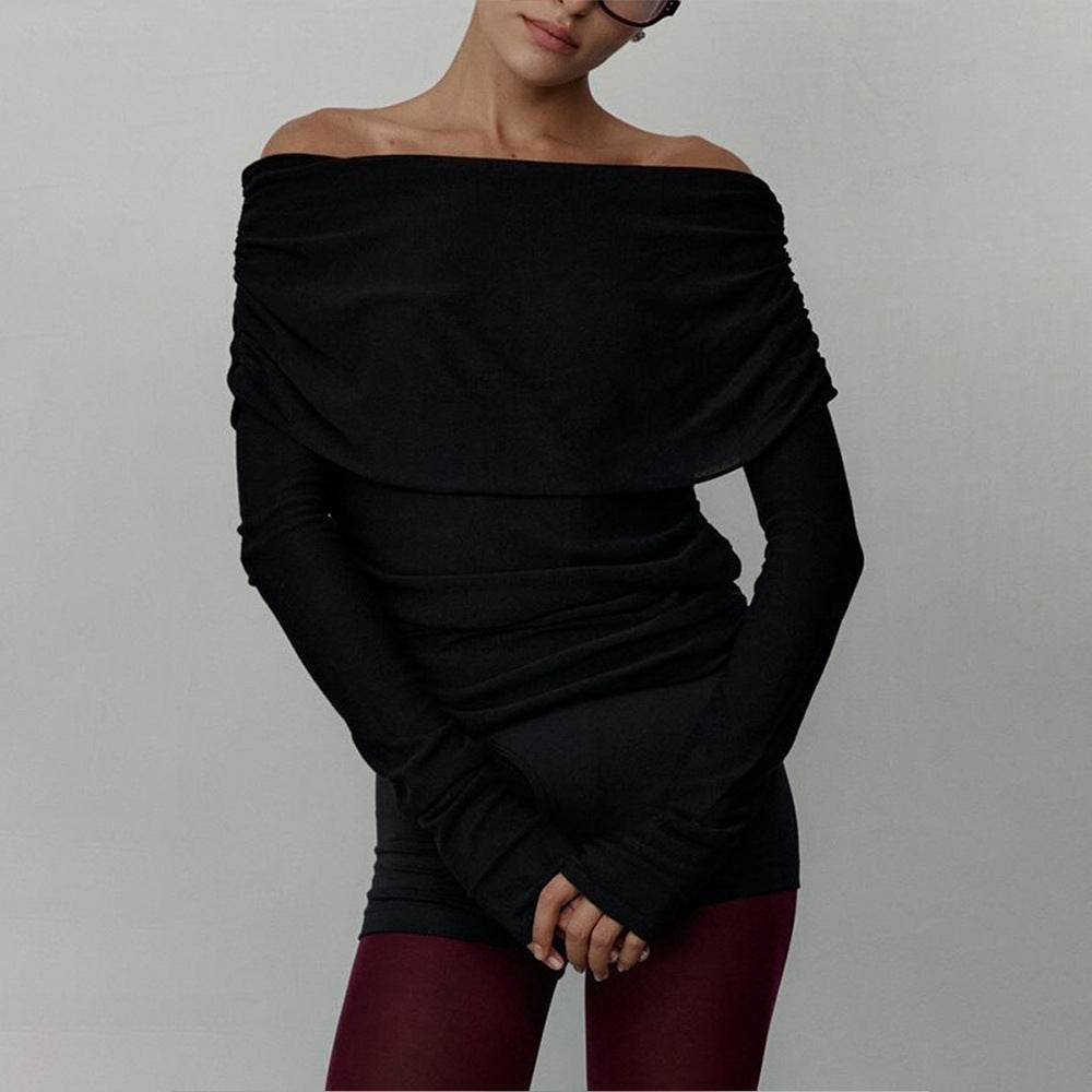 Off The Shoulder Sweater Women Fitted Long Sleeve