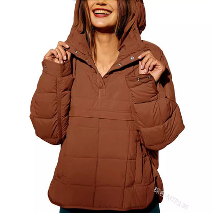 Women's Oversized Hooded Puffer Pullover Jacket