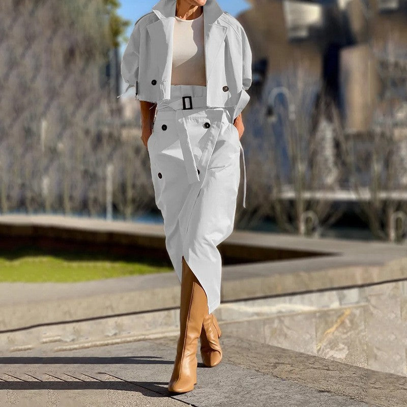 Women's 2 Piece Crop Blazer & Pants Set Casual Chic