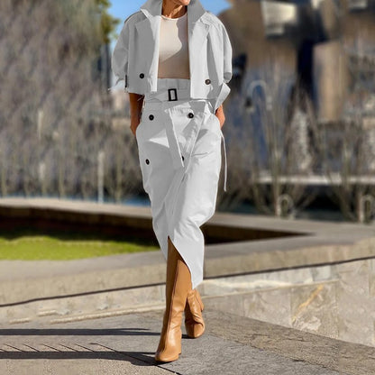 Women's 2 Piece Crop Blazer & Pants Set Casual Chic
