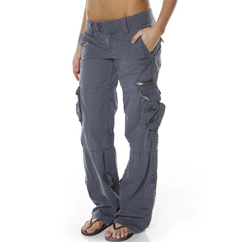 Womens Wide Leg Cargo Pants Vintage Loose Fit Cotton