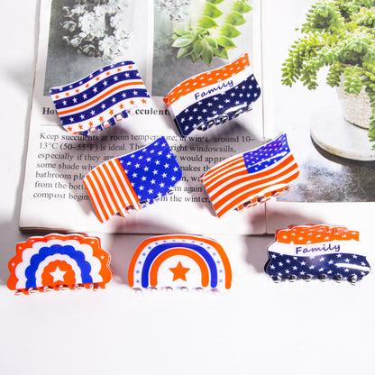 4th of July American Flag Hair Claw Clip USA
