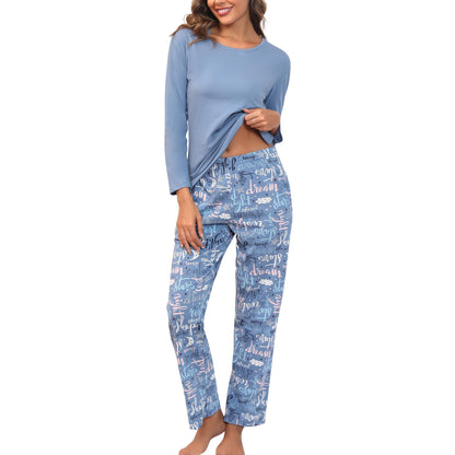 Women's Soft 2 Piece Pajama Set Long Sleeve Printed Pants
