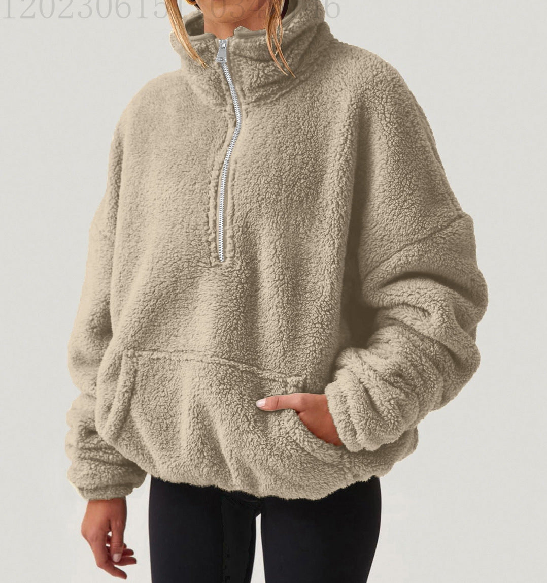 Women's Oversized Sherpa Quarter Zip Pullover