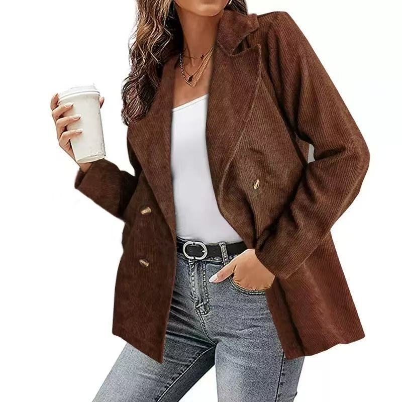 Women's Corduroy Blazer Oversized Casual Jacket