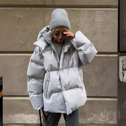 Women's Oversized Cropped Puffer Jacket Thick Winter Coat