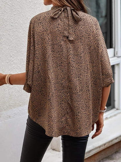 Fashion Abstract Print Dolman Sleeve Tunic Shirt