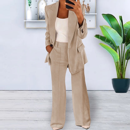 Women's Two Piece Blazer and Wide Leg Pants Suit