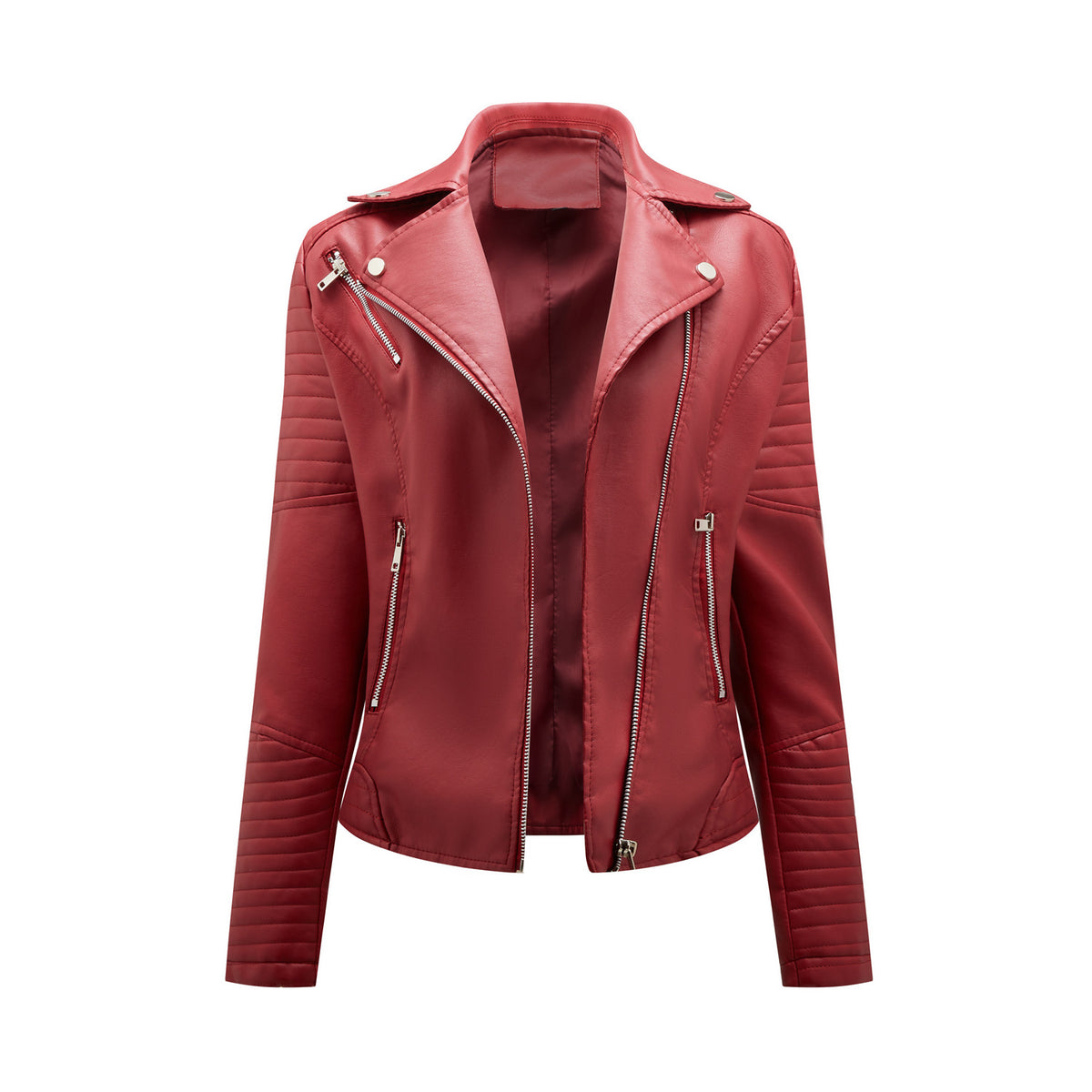 Women's Faux Leather Moto Jacket Asymmetrical Zip