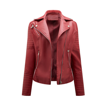Women's Faux Leather Moto Jacket Asymmetrical Zip