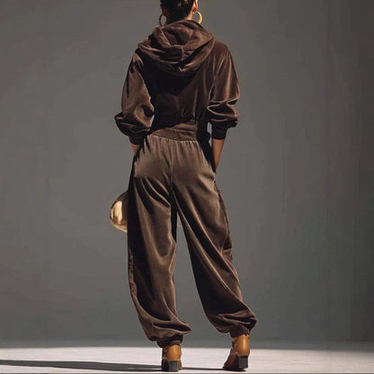 Womens Velvet Lounge Jogger Pants Set