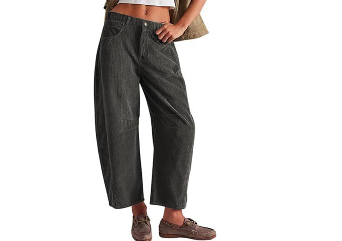 Women's Corduroy Straight Leg Pants Mid Rise Stretch