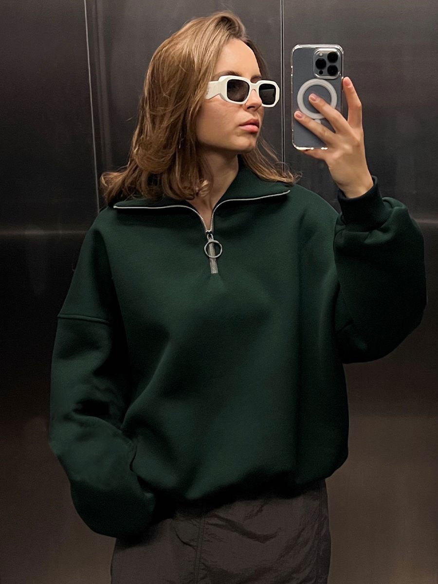 Oversized Quarter Zip Sweatshirt Women Casual Loose Fit