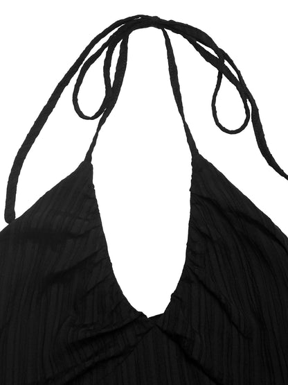 Color Block Halter Maxi Dress Tiered Resort Vacation Style