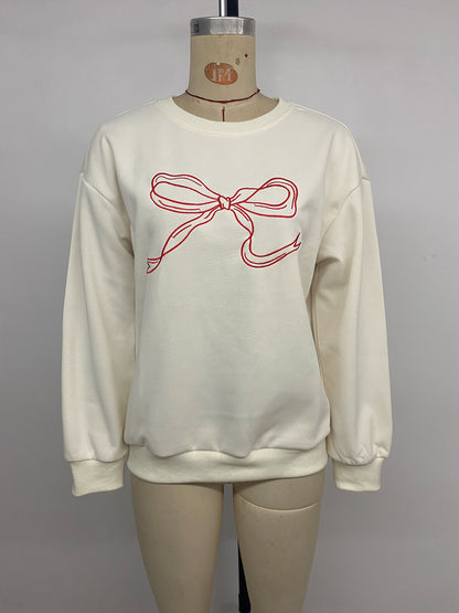 Women's Coquette Bow Sweatshirt Oversized Crewneck Pullover