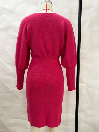 Ribbed Long Sleeve Sweater Dress Bodycon Midi