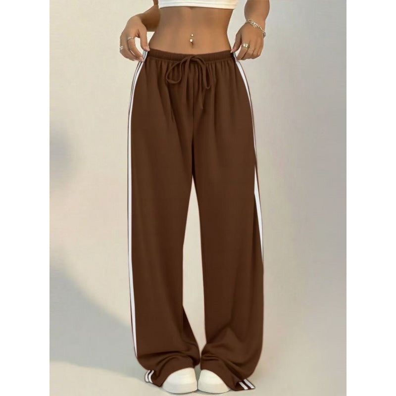 Women High Waist Side Stripe Baggy Wide Leg Sweatpants