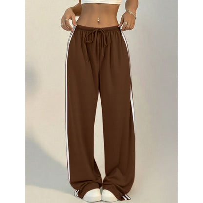 Women High Waist Side Stripe Baggy Wide Leg Sweatpants