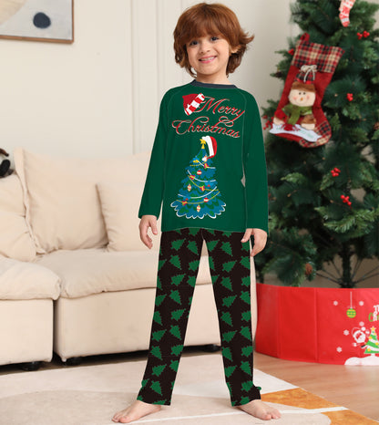 Family Christmas Set Holiday Tree Long Sleeve Loungewear Christmas Pajamas