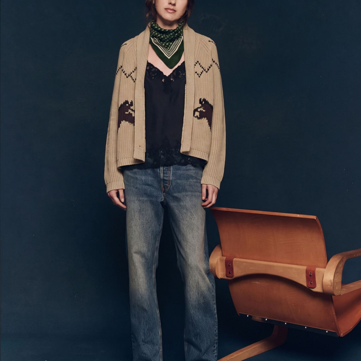 Women's Chunky Animal Open Front Knit Cardigan