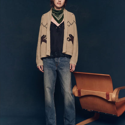Women's Chunky Animal Open Front Knit Cardigan