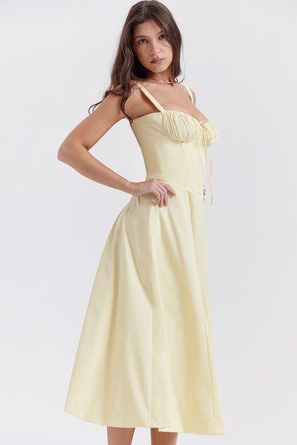 French Elegant Sleeveless Midi Dress Fit Flare Split