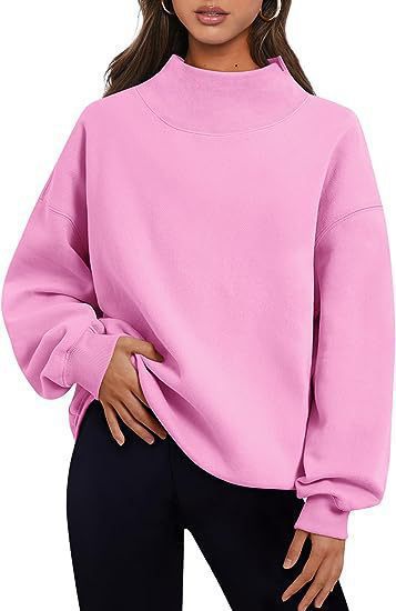 Women's Oversized Mock Neck Sweatshirt Pullover
