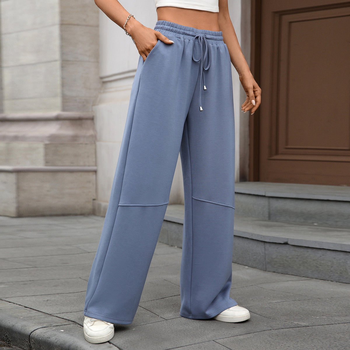 Women's Wide Leg Lounge Pants Drawstring Waist Pockets