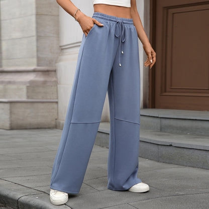 Women's Wide Leg Lounge Pants Drawstring Waist Pockets