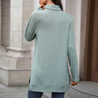 Women's Oversized Turtleneck Long Sleeve Tunic Side Slit