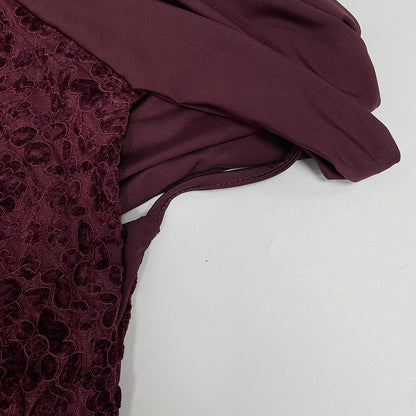 Burgundy Lace Halter Maxi Dress Bodycon