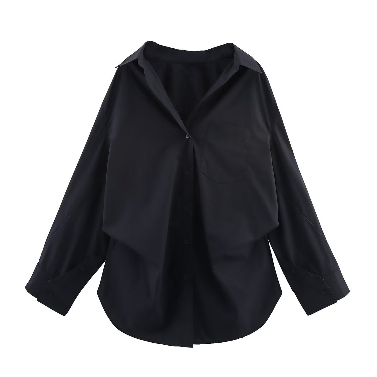 Oversized Striped Collared Shirt Long Sleeve Pocket