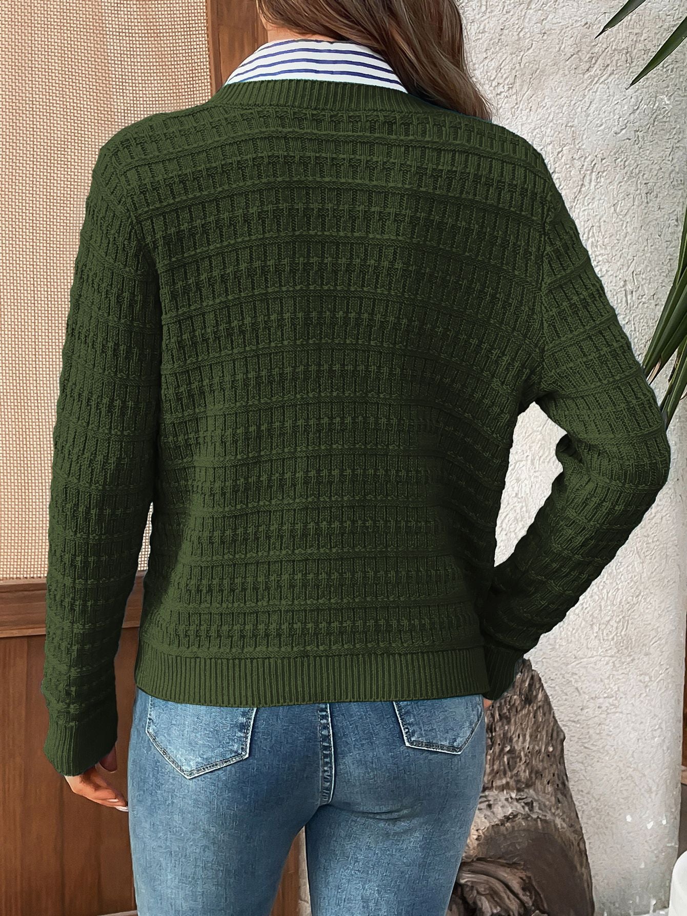 Classic Knit Button Cardigan Sweater with Textured Pattern
