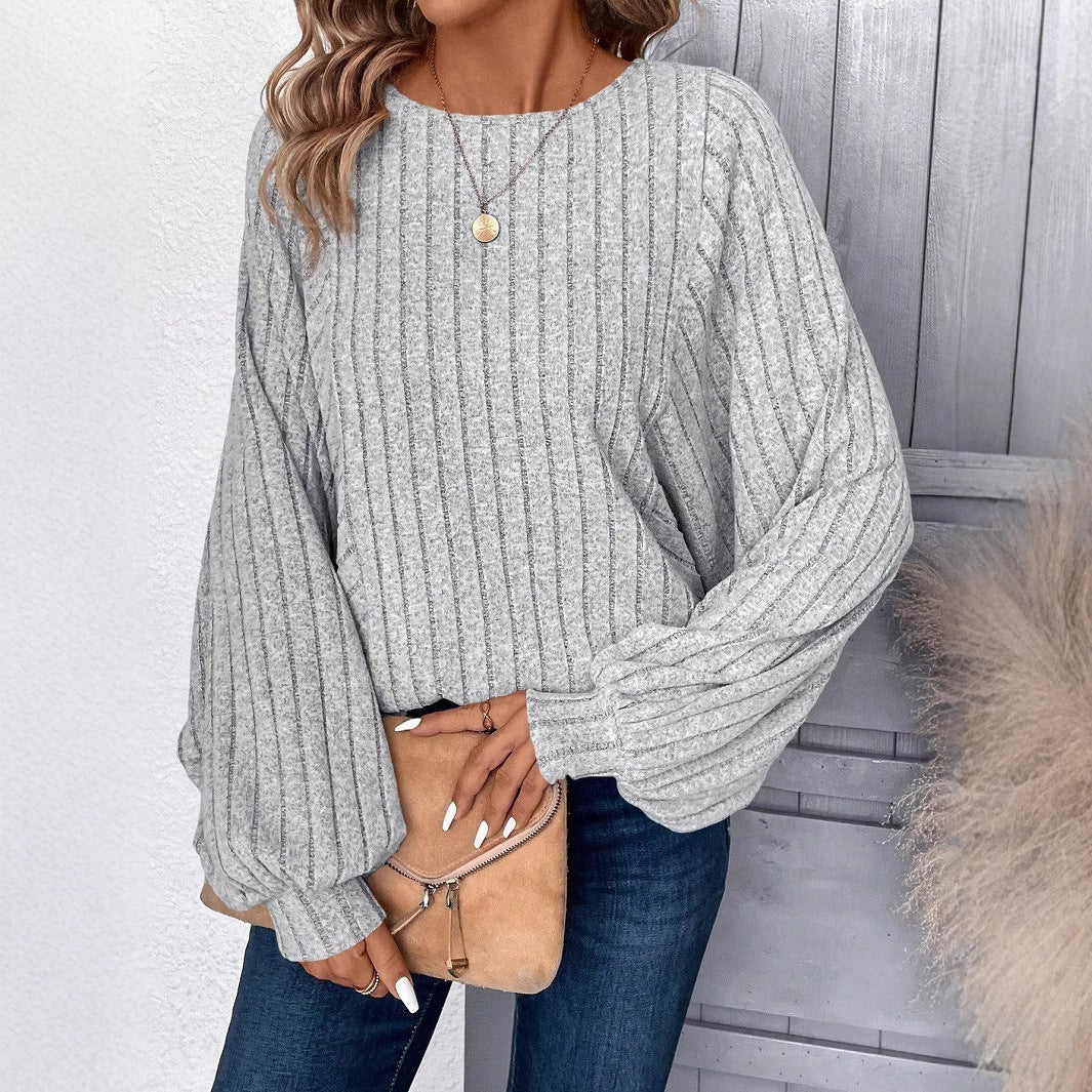 Oversized Ribbed Crew Neck Batwing Sweater