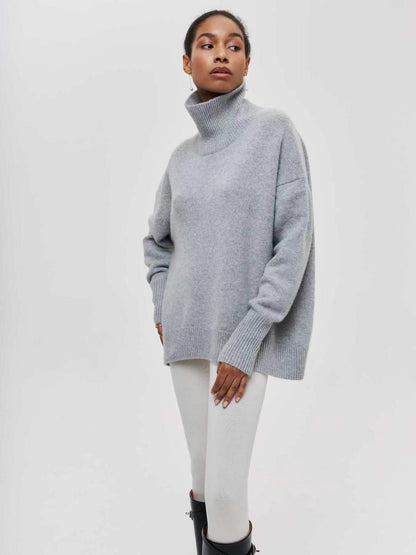 Women's Oversized Mock Neck Sweater Casual Fall Winter