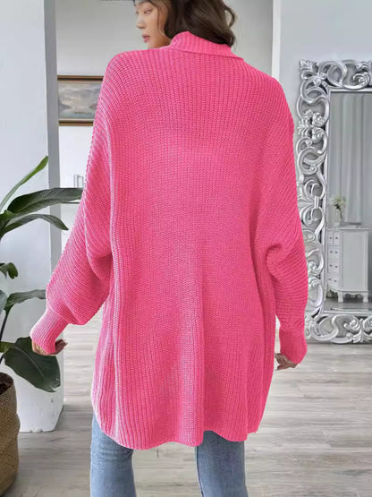 Women's Solid Color Loose Sweater Pearl Bead Women's Cardigan Jacket