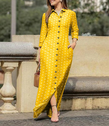 Women's Leopard Maxi Shirt Dress Long Sleeve Plus Size