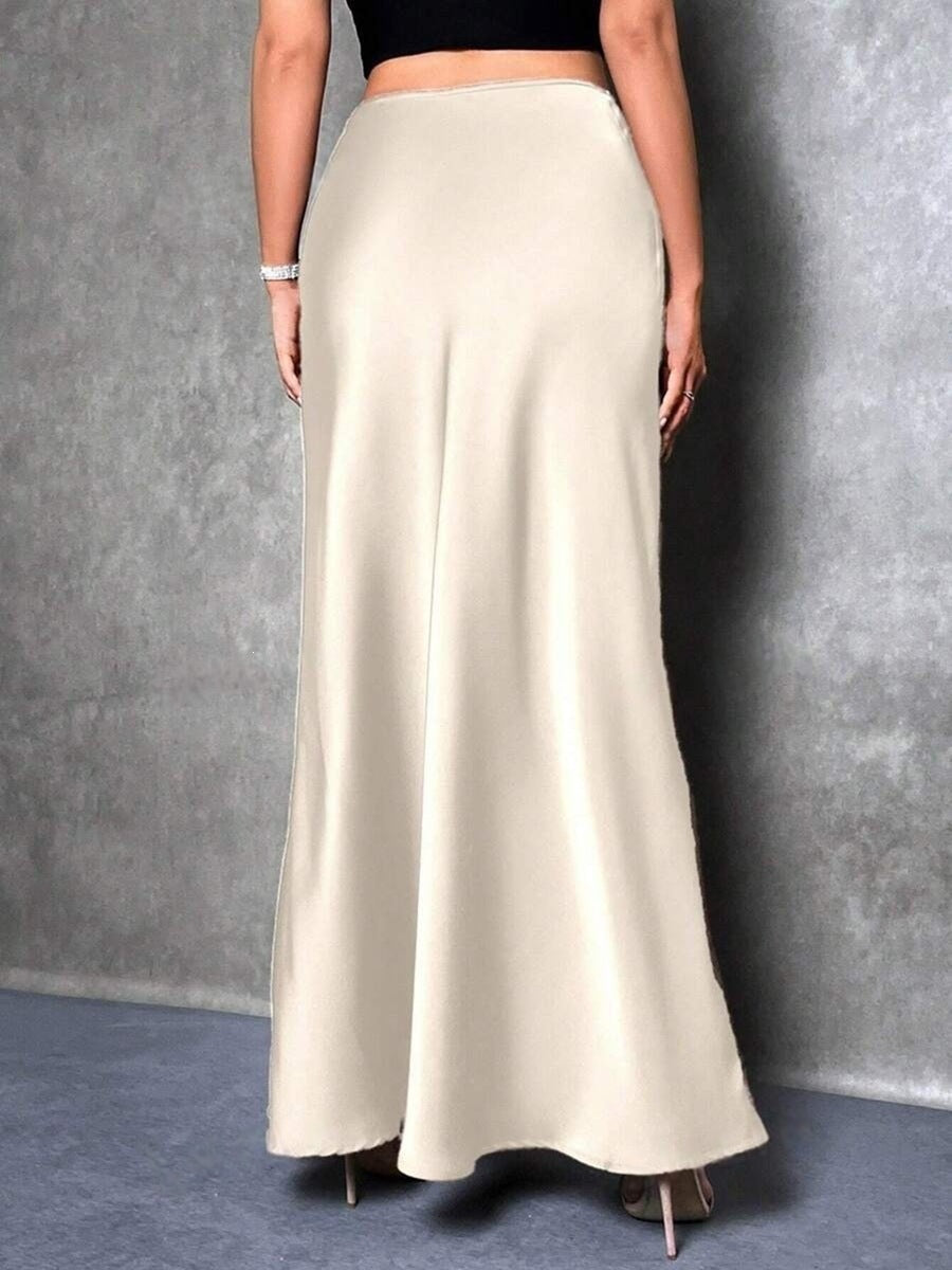 Women's Satin Maxi Skirt A-Line High Waist Long