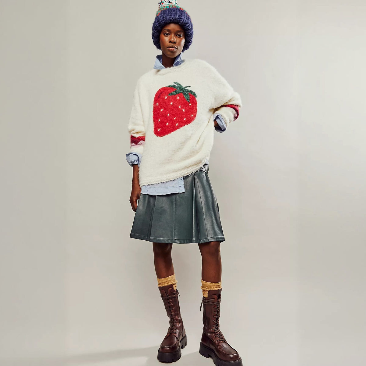 Cozy Oversized Pumpkin Fuzzy Knit Sweater