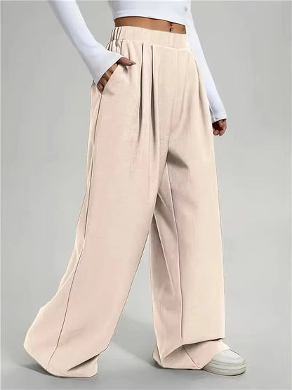 Women's Pleated Wide Leg Pants High Waisted Flowy Trousers