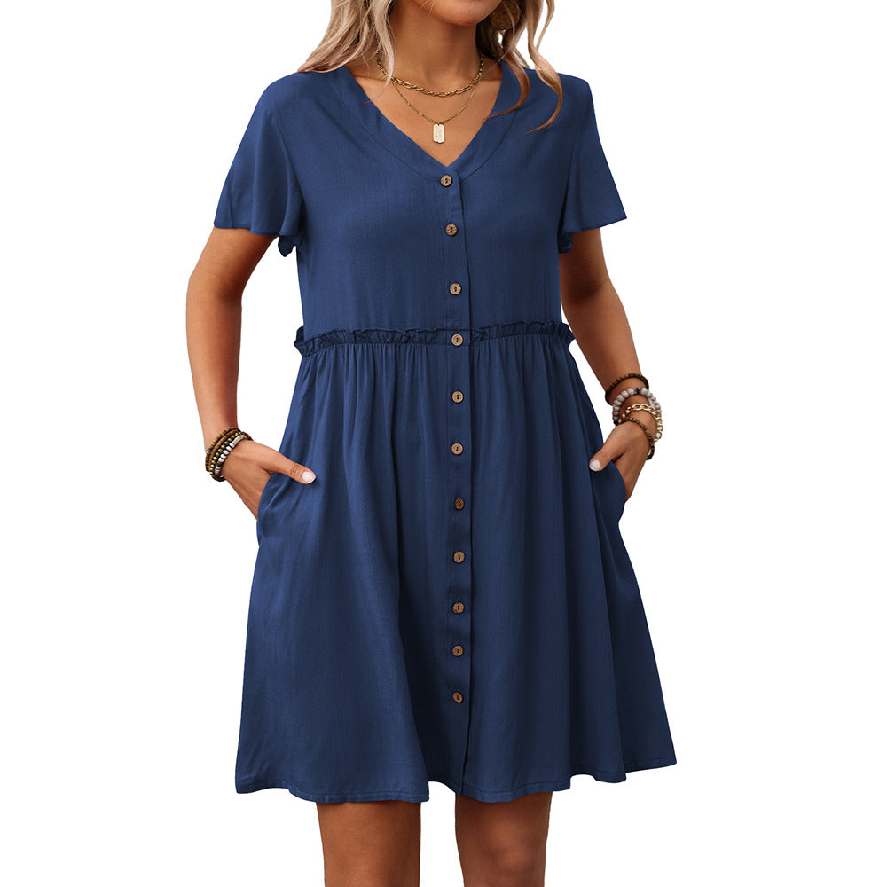 Bohemian V-Neck Ruffle Dress