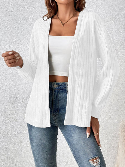 Women's Ribbed Open Front Oversized Cardigan Solid Casual