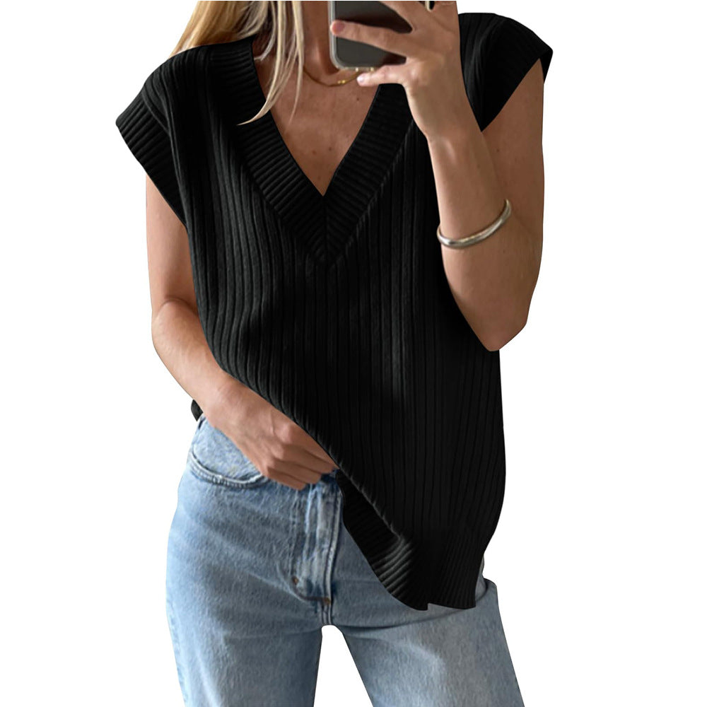 V-Neck Sleeveless Casual Sweater Vest