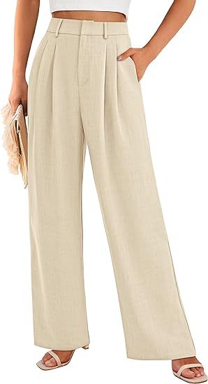 High Waist Wide Leg Trousers with Pockets