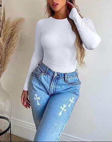 Women's Fitted Long Sleeve Crew Neck Stretch Layering Top