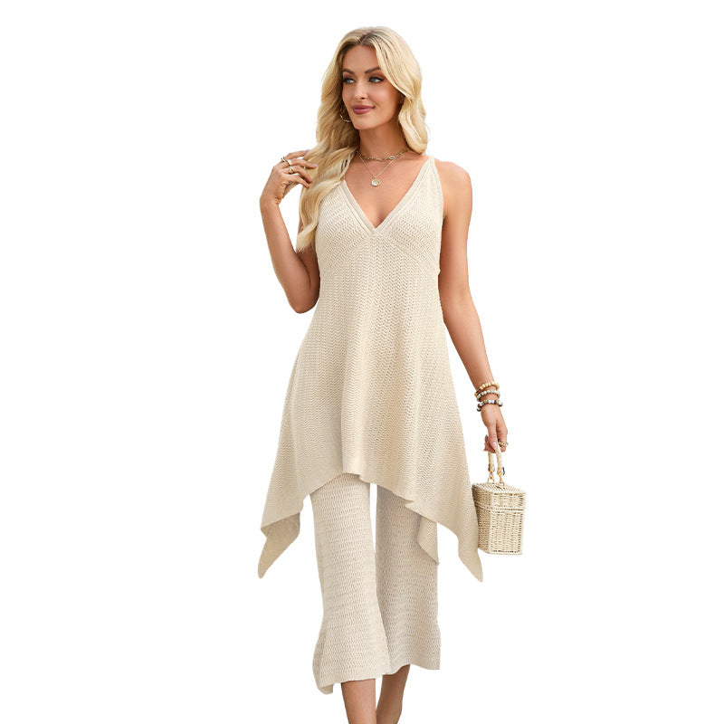 European American Knit Sleeveless Top & Pants Set